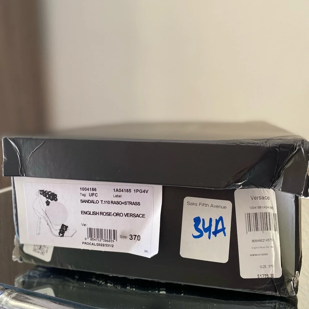 New Versace Crystal Chain High-Heel Sandals Pink 37 $1,725 - Picture 10 of 16